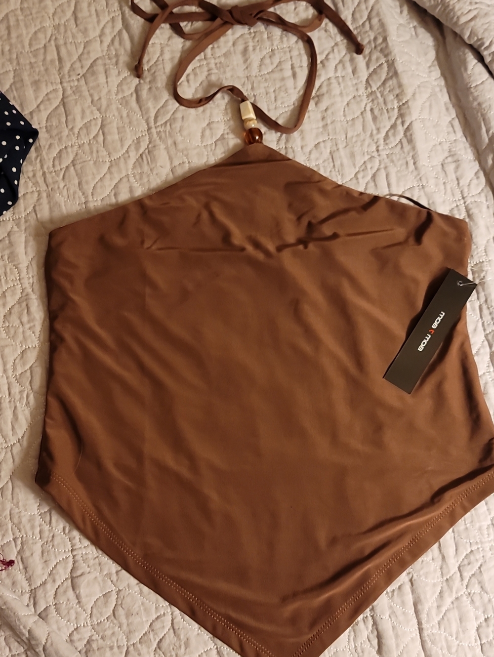 NWT Moa Moa Chocolate Brown Handkerchief Halter Top - Size M